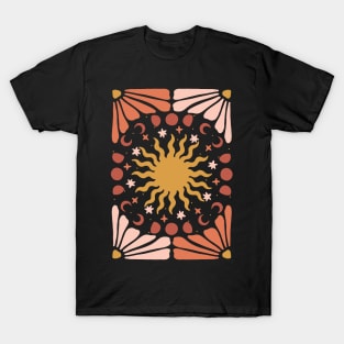 Celestial Sun and Moon Terracotta T-Shirt